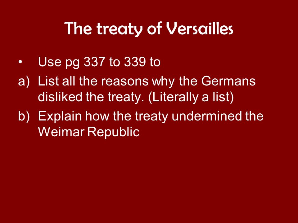 Treaty of versailles weimar republic essay